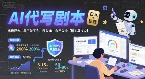 AI代写剧本,市场巨大,单子做不完,日入1k+ 永不失业【附工具指令】-创业猫 AI代写剧本,市场巨大,单子做不完,日入1k+ 永不失业【附工具指令】-创业猫