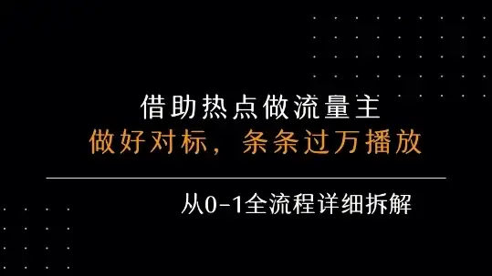 借力热点,乘顺风车玩流量主,条条过万播放, 每月收益5k+,从0-1全流程详细拆解-优优云创
