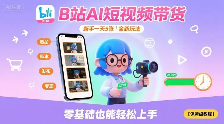 B站AI短视频带货,新手一天5张,全新玩法【保姆级教程】-创业猫 B站AI短视频带货,新手一天5张,全新玩法【保姆级教程】-创业猫