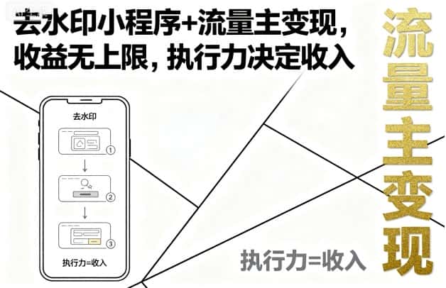 去水印小程序+流量主变现,收益无上限,执行力决定收入