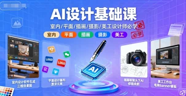 AI设计基础课,室内、平面、插画、摄影、美工设计师必学的