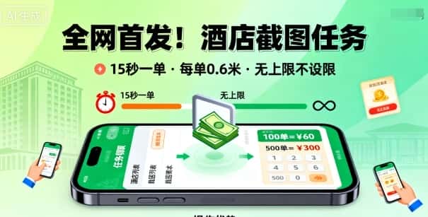 全网首发!酒店截图任务,15秒一单,每单0.6米,任务无上限不设限,矩阵操作单日3张到手【揭秘】-云创网 全网首发!酒店截图任务,15秒一单,每单0.6米,任务无上限不设限,矩阵操作单日3张到手【揭秘】-云创网