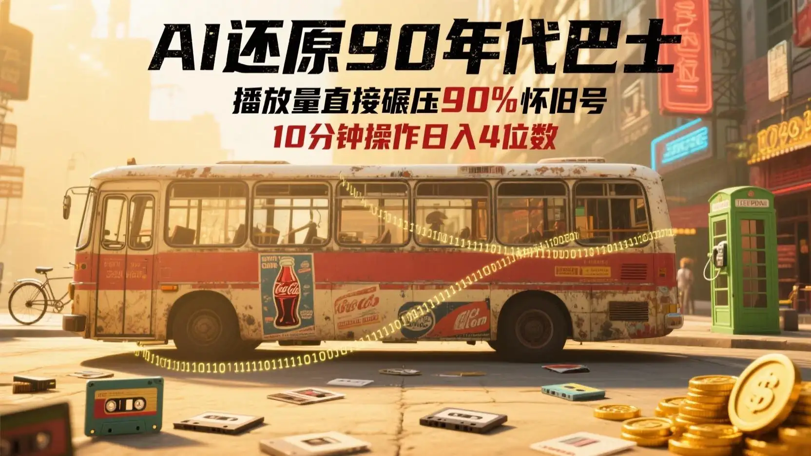 怀旧赛道新玩法,AI还原90年代巴士,播放量碾压90%怀旧号,单日变现1000+-创业猫 怀旧赛道新玩法,AI还原90年代巴士,播放量碾压90%怀旧号,单日变现1000+-创业猫