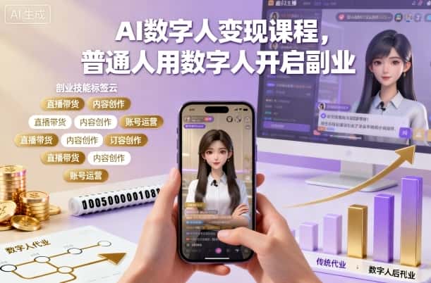 AI数字人变现课程,普通人用数字人开启副业