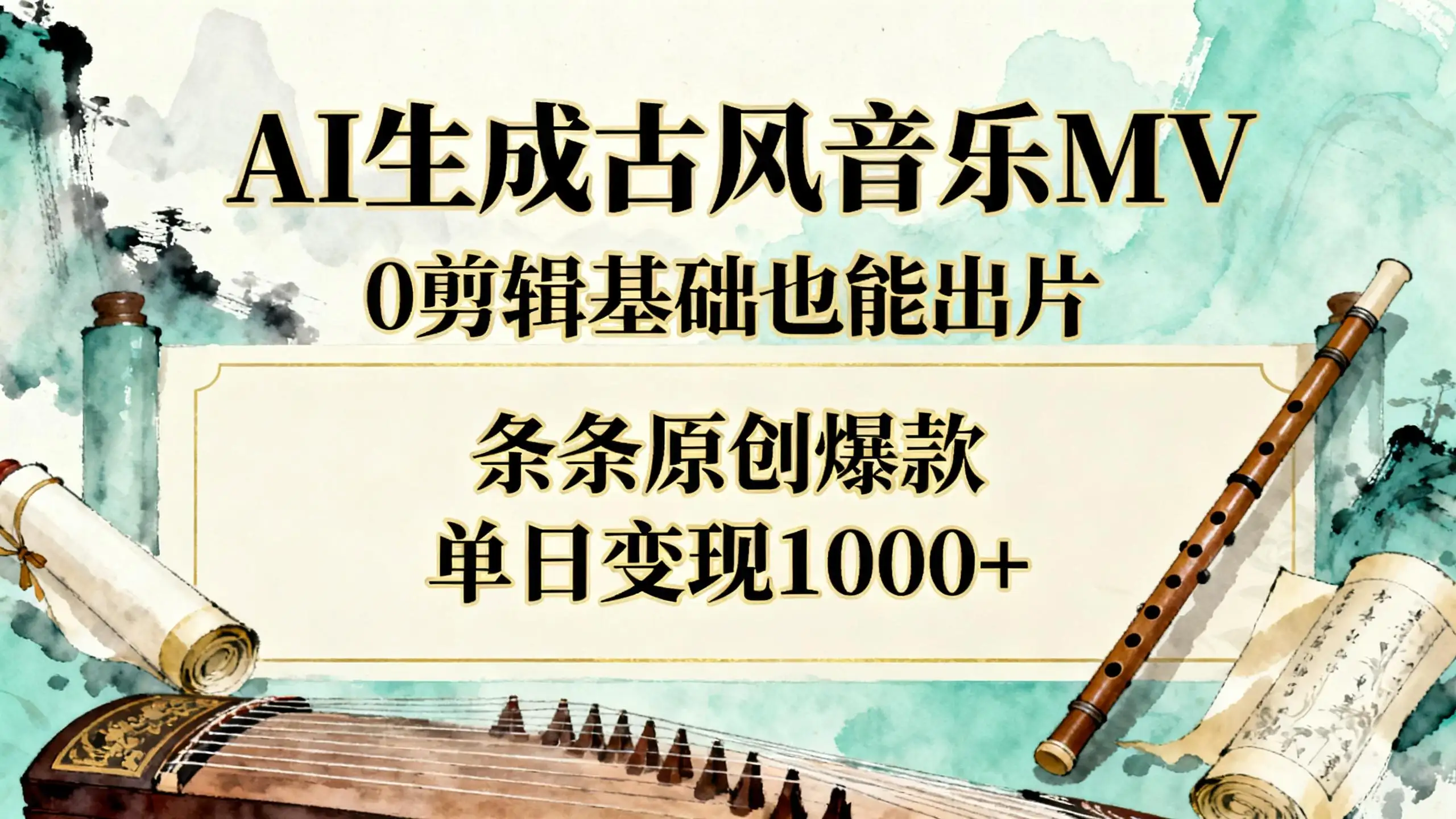 AI生成古风音乐MV,0剪辑基础也能出片,条条原创爆款,单日变现1000+-创业猫 AI生成古风音乐MV,0剪辑基础也能出片,条条原创爆款,单日变现1000+-创业猫