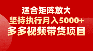 矩阵操作月入5000+，多多视频带货项目，适合新手，也适合老手放大-副业吧