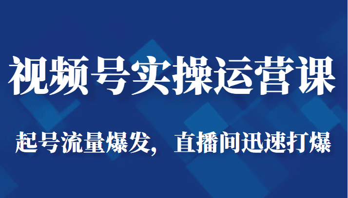 视频号实操运营课-起号流量爆发，直播间迅速打爆-副业吧