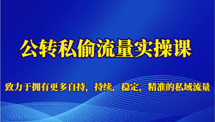 公转私偷流量实操课，致力于拥有更多自持，持续，稳定，精准的私域流量-优优云创