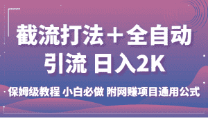 截流打法＋全自动引流 日入2K 保姆级教程 小白必做   附网赚项目通用公式-优优云创