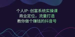 个人IP·创富系统实操课：商业定位，流量打造，教你做个赚钱的抖音号-优优云创