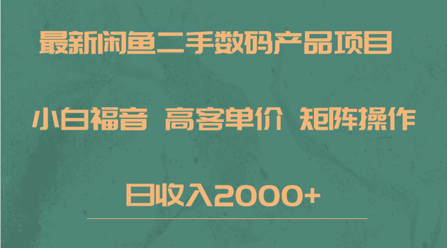 最新闲鱼二手数码赛道，小白福音，高客单价，矩阵操作，日收入2000+-优优云创