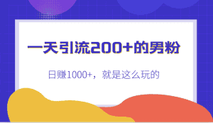 一天引流200+的男粉,日赚1000+,就是这么玩的-副业吧