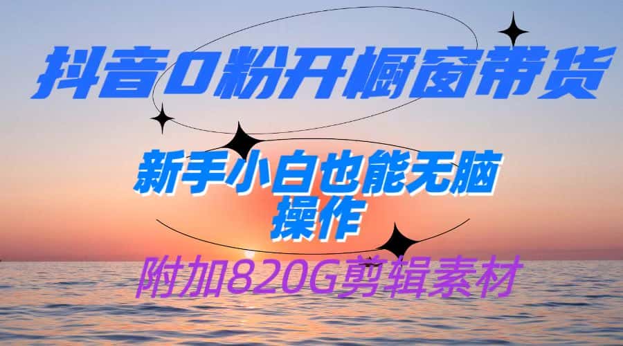 抖音0粉开橱窗带货，日入500+，新手小白也能无脑操作【附加820G剪辑资料】-副业吧