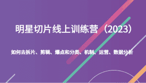 明星切片线上训练营（2023）如何去拆片、剪辑、爆点和分类、机制、运营、数据分析-优优云创