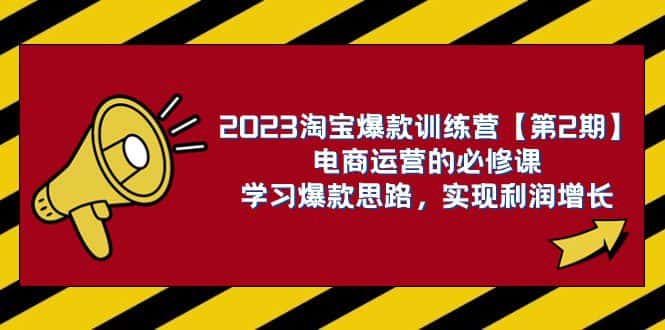 2023淘宝爆款训练营【第2期】电商运营的必修课，学习爆款思路 实现利润增长-副业吧