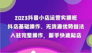 2023抖音小店运营实操班，抖店基础操作、无货源优势做法，入驻完整操作，新手快速起店-副业吧