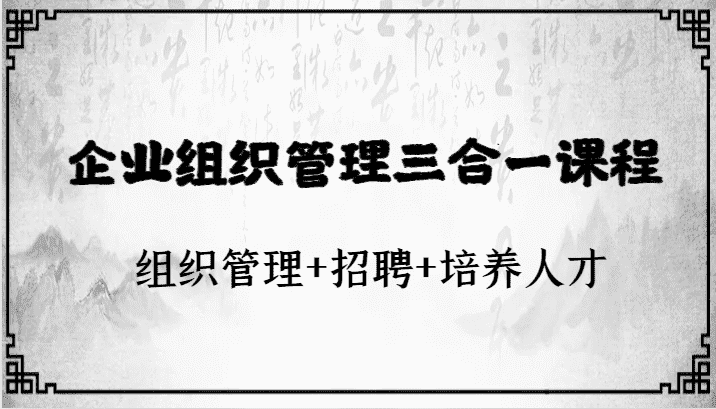 企业组织管理三合一课程：组织管理+招聘+培养人才-副业吧
