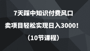 7天踩中知识付费风口,卖项目轻松实现日入3000!(10节课程)-副业吧