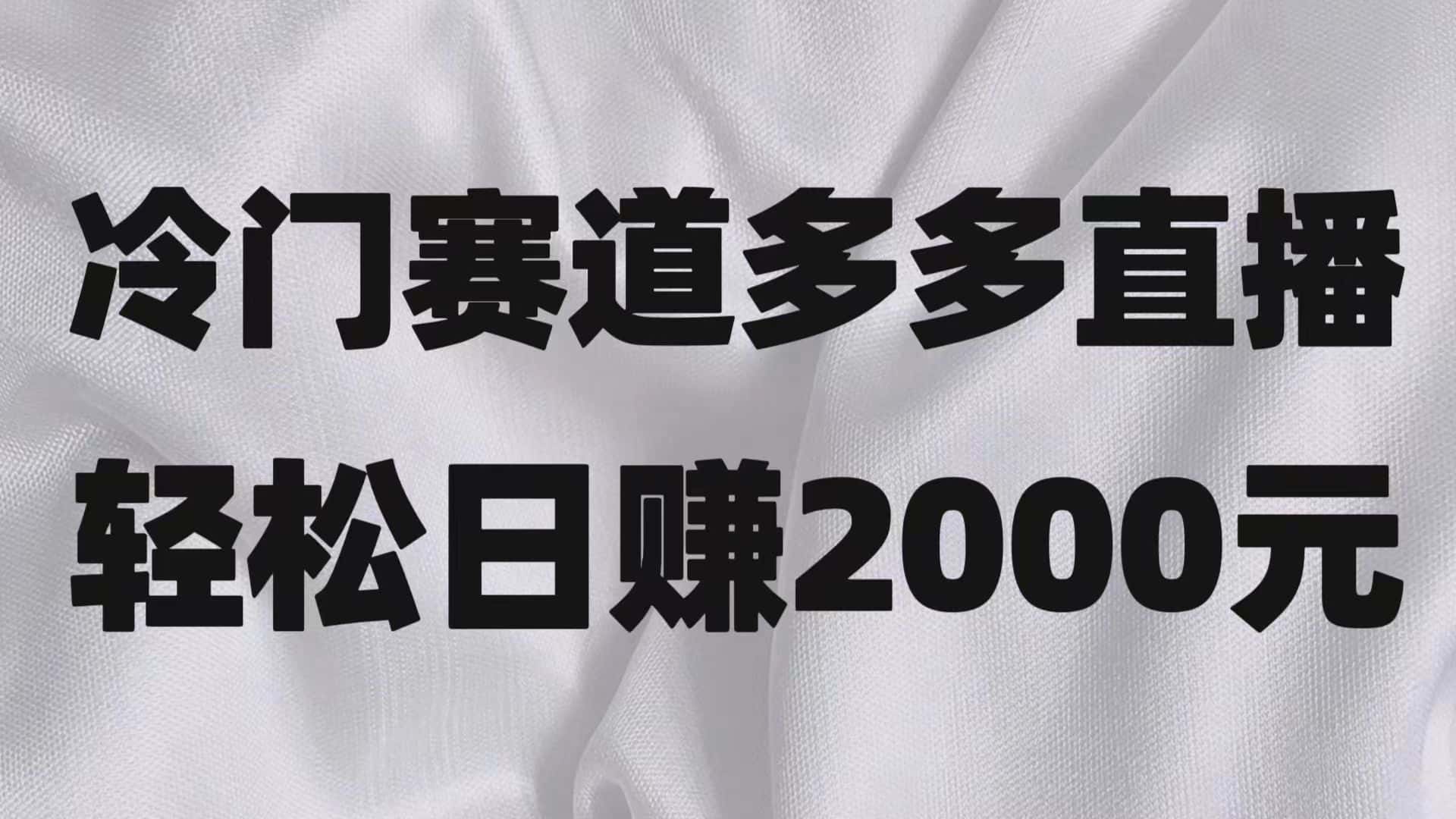 冷门赛道拼多多直播项目，简单念稿子，日收益2000＋-副业吧