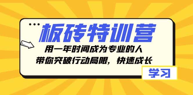 板砖特训营，用一年时间成为专业的人，带你突破行动局限，快速成长-副业吧