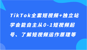 TikTok全案短视频+独立站，学会能自主从0-1短视频起号、了解短视频运作原理等-副业吧