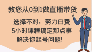 教您从0到1做直播带货，选择不对，努力白费，5小时课程搞定那点事，解决你起号问题！-副业吧