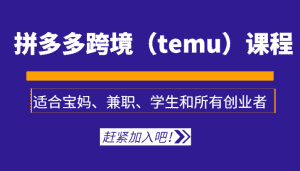 拼多多跨境（temu）课程，适合宝妈、兼职、学生和所有创业者-优优云创