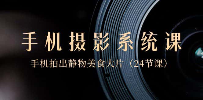 0基础手机摄影系统课,手机拍出静物美食大片(24节课)-副业吧