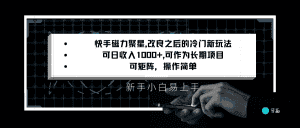 快手磁力聚星改良新玩法，可日收入1000+，新手小白易上手，矩阵操作简单，收益可观-副业吧
