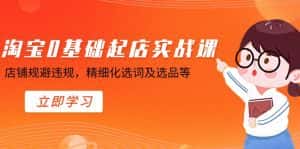 淘宝0基础起店实操课，店铺规避违规，精细化选词及选品等-副业吧