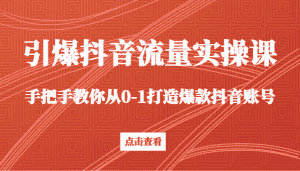 引爆抖音流量实操课，手把手教你从0-1打造爆款抖音账号（27节课）-优优云创