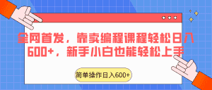 全网首发，靠卖编程课程轻松日入600+，新手小白也能轻松上手-优优云创