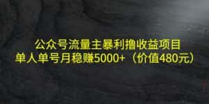 (4011期)公众号流量主暴利撸收益项目,单人单号月稳赚5000+(价值480元)-副业吧