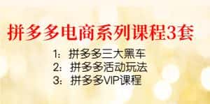 （4087期）拼多多电商系列课程3套：拼多多三大黑车+拼多多活动玩法+拼多多VIP课程-副业吧