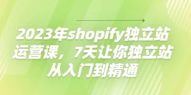 （4230期）2023年shopify独立站运营课，7天让你独立站从入门到精通-优优云创