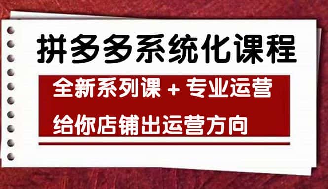 （4259期）车神陪跑，拼多多系统化课程，全新系列课+专业运营给你店铺出运营方向-优优云创