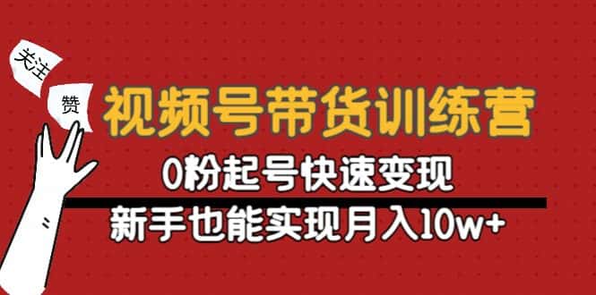 （4446期）视频号带货训练营：0粉起号快速变现，新手也能实现月入10w+-优优云创