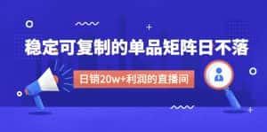 （4770期）某电商线下课程，稳定可复制的单品矩阵日不落，做一个日销20w+利润的直播间-优优云创