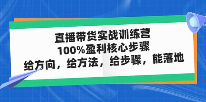 (4785期)直播带货实战训练营:100%盈利核心步骤,给方向,给方法,给步骤,能落地-优优云创网