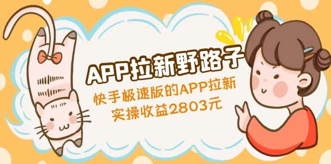 （4946期）APP拉新野路子：快手极速版的APP拉新赚，实操收益2803元-优优云创
