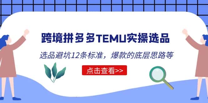 （5402期）跨境拼多多TEMU实操选品运营方法，选品避坑12条标准，爆款的底层思路等-优优云创