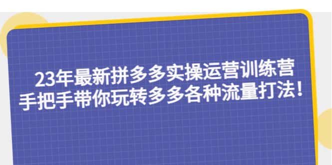(5435期)23年最新拼多多实操运营训练营:手把手带你玩转多多各种流量打法!-副业吧