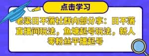 老梁日不落社群内部分享：日不落直播间玩法，鱼塘起号玩法，新人零粉丝平播起号-副业吧