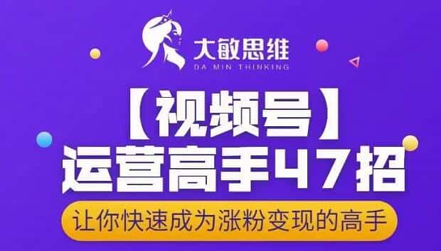 大敏思维-视频号运营高手47招，让你快速成为涨粉变现高手-副业吧