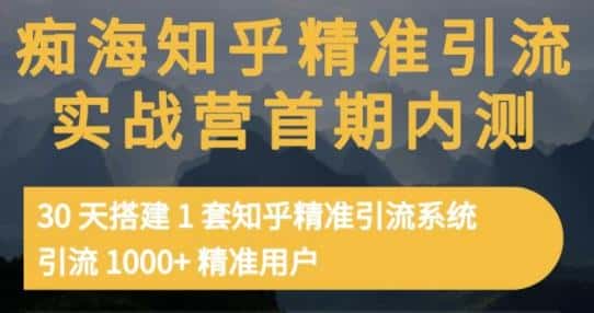 痴海知乎精准引流实战营1-2期，30天搭建1套知乎精准引流系统，引流1000+精准用户-副业吧