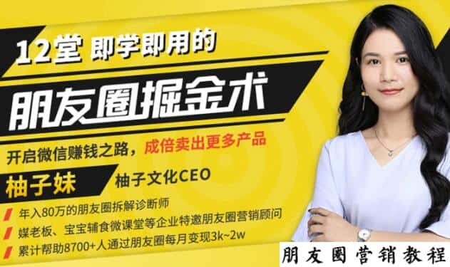 【营销必学】12堂学之即用的朋友圈掘金术：开启你的副业赚钱之路-副业吧