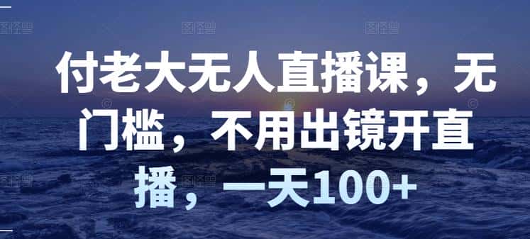 付老大无人直播课，无门槛，不用出镜开直播，一天100+-优优云创