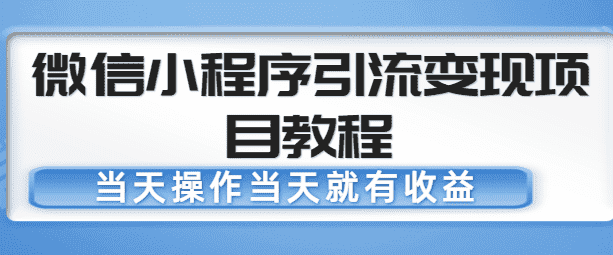 微信小程序引流变现项目教程，当天操作当天就有收益，变现不再是难事-优优云创