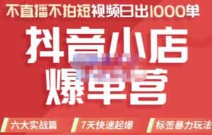 推易电商·2022年抖音小店爆单营，不直播、不拍短视频、日出1000单，暴力玩法-优优云创