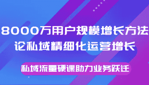 8000万用户规模增长方法论私域精细化运营增长，私域流量硬课助力业务跃迁-优优云创